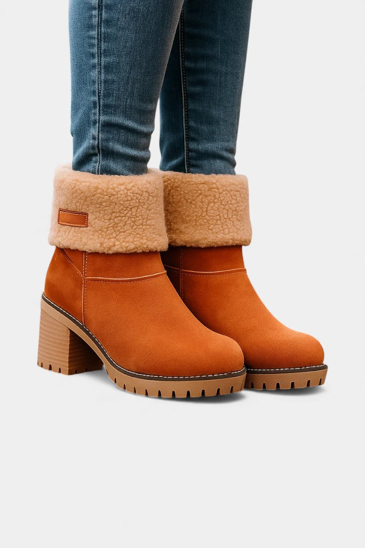 Francesca Virginia Faux Fur Block Heel Ankle Boots