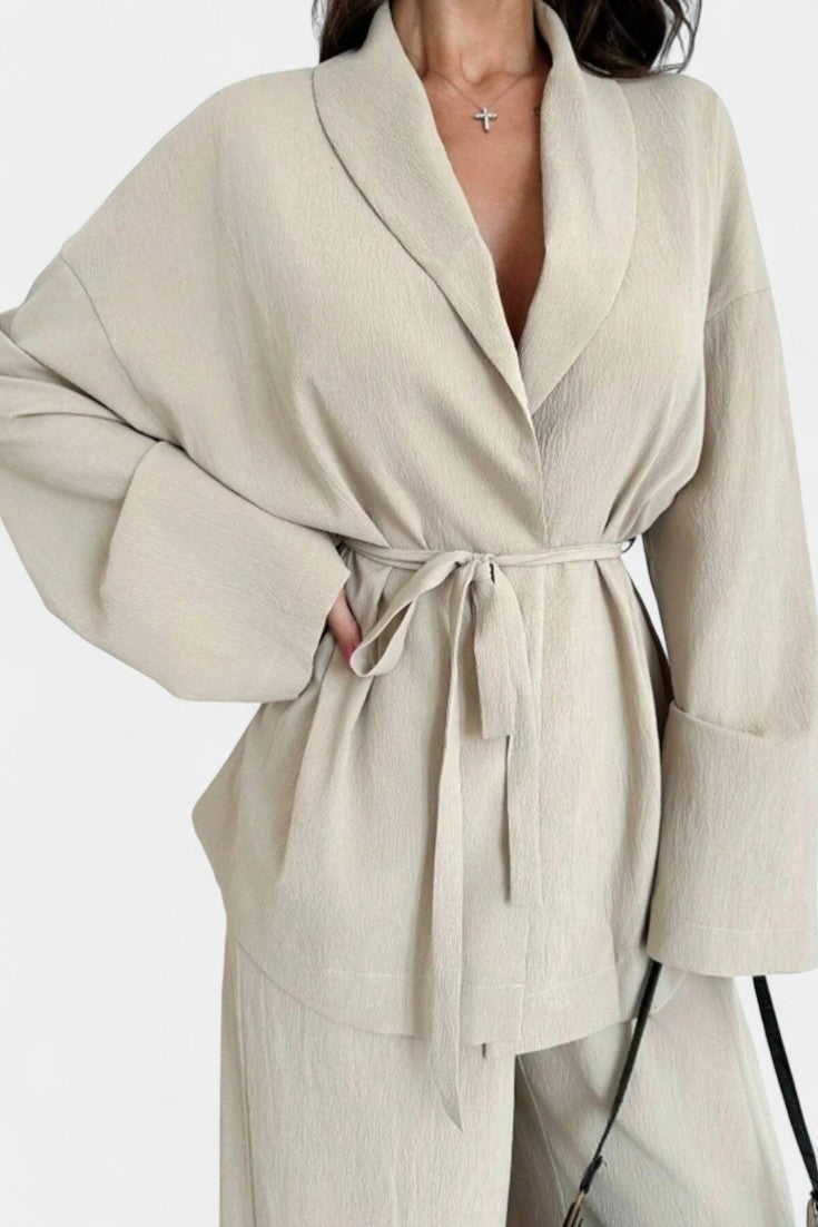 Emma V-Neck Blazer and Flared Pants Set