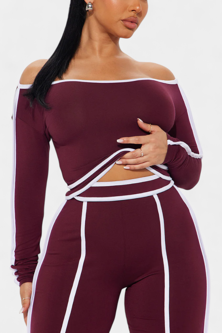 Margherita Off-Shoulder Set with Bold Striped Accents