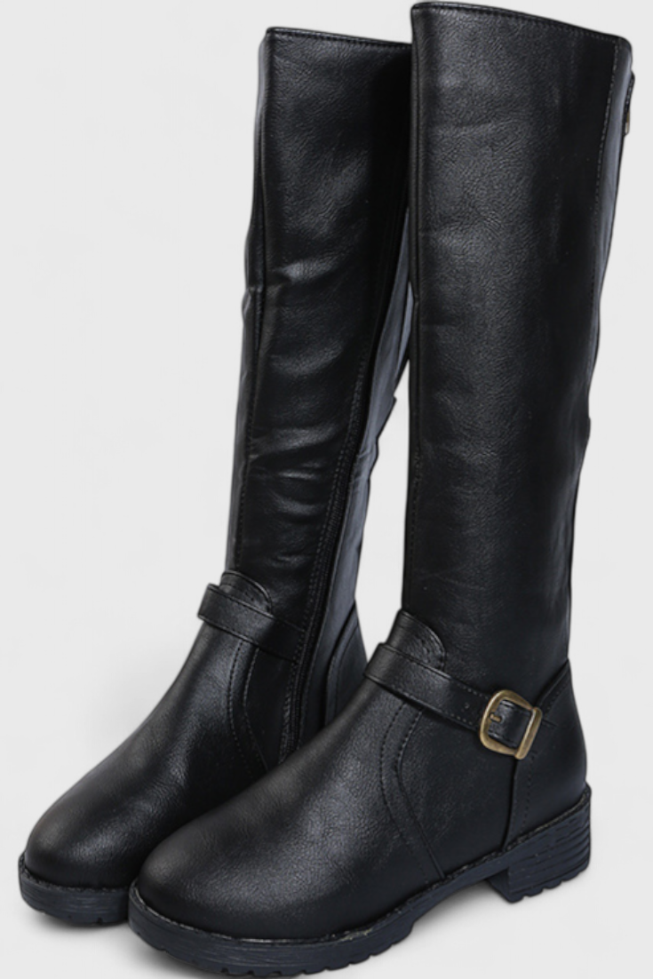 Virginia Buckled High Boots with Zipper Closure