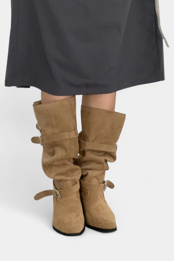 Elisa Pointed Toe High Boots with Modern Western Flair