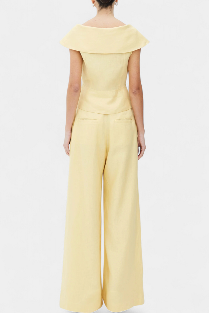 Maddalena Ensemble Structured Top with Wrap Neck and Palazzo Pants