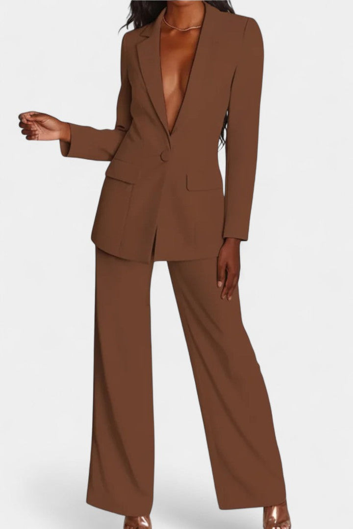 Agnesina Blazer and High-Waisted Pants Ensemble