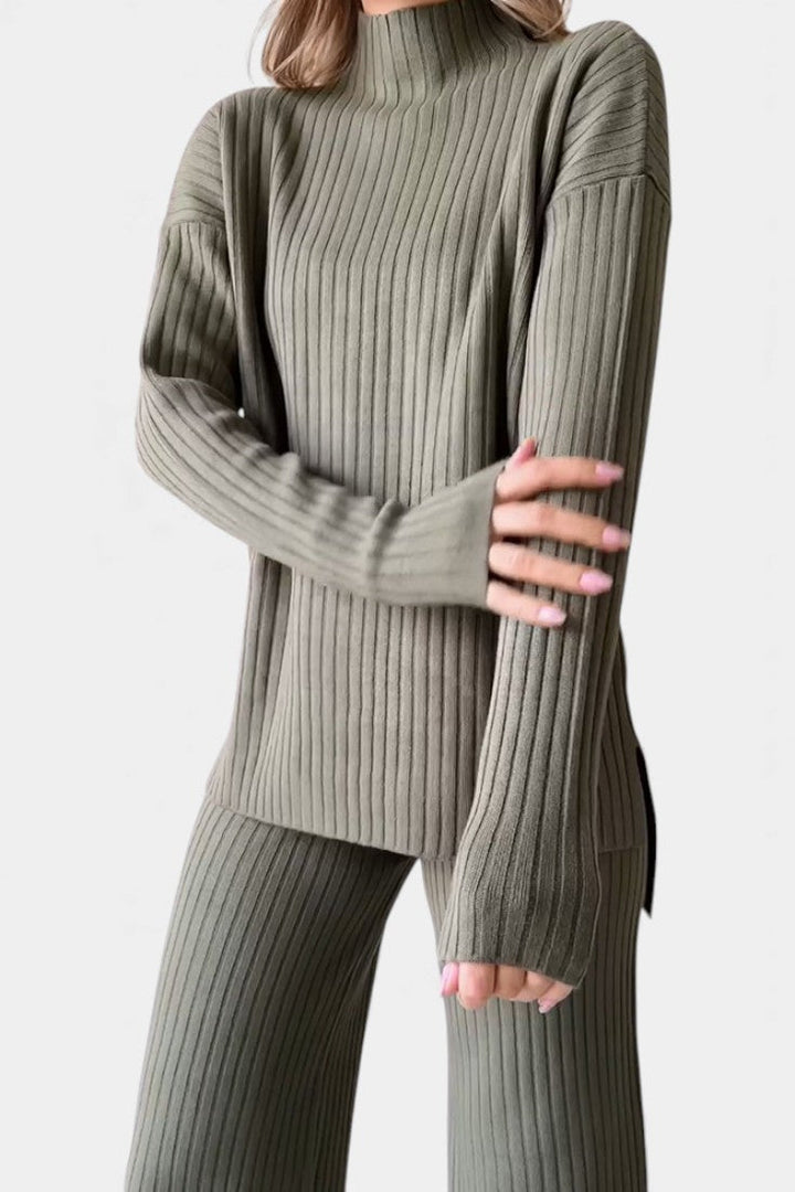 Concetta Stylish Casual Knit Set with Side Slit