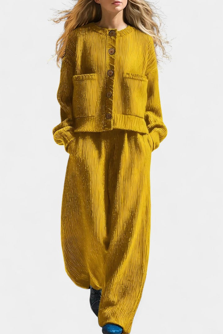 Clara Knit Cardigan & Wide-Leg Pants Ensemble
