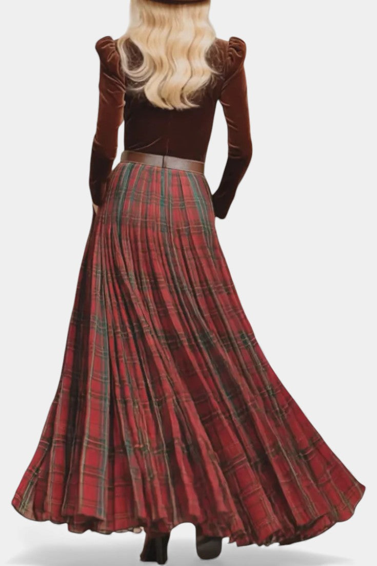 Giuliana Lace Ensemble with Red Checkered Skirt and Belt