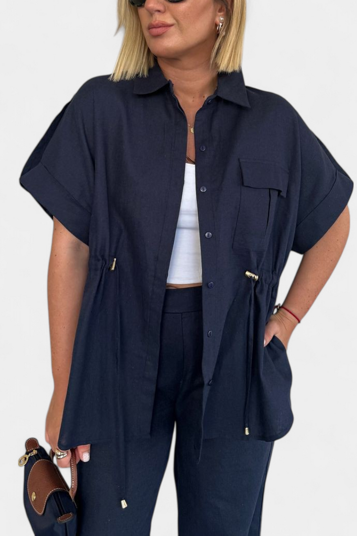 Marta Relaxed Fit Two-Piece Linen and Cotton Set
