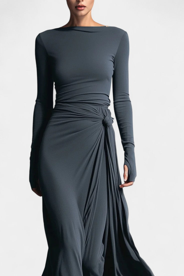 Gray Vera Long Wrap Dress