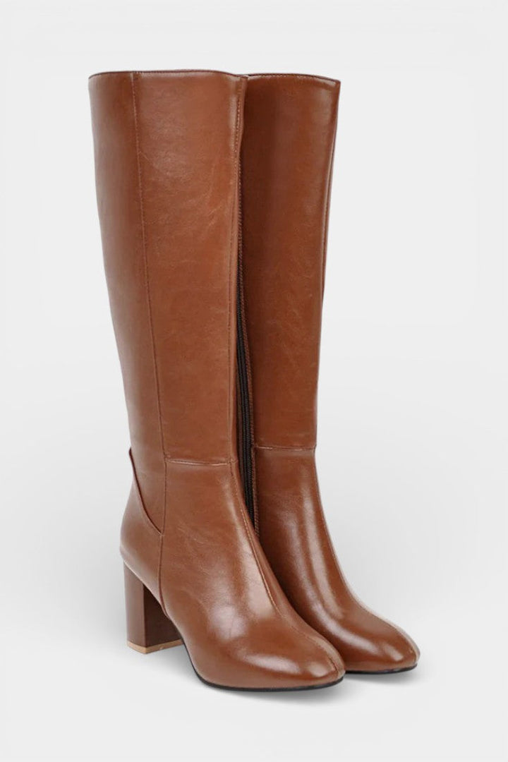 Giada Chic Zip Boots with Comfortable Block Heel