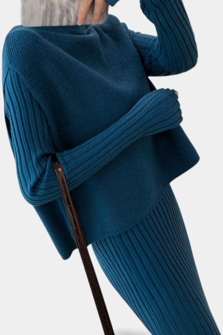 Eleonora Modern Silhouette Two-Piece Knit Ensemble