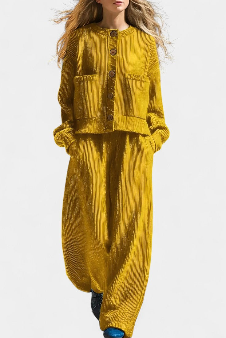 Clara Knit Cardigan & Wide-Leg Pants Ensemble