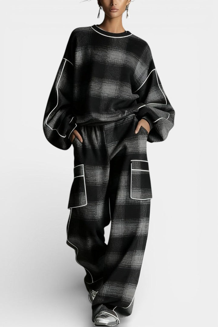 Simona Urban Checkered Color-Block Ensemble