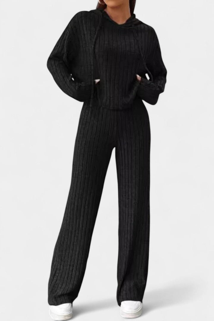 Elisa Striped Knit Hoodie and Pants Set