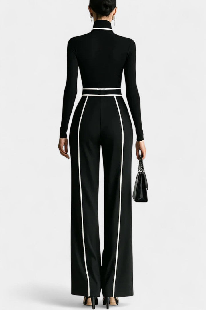 Rita Set Featuring a Stylish High Collar and Flared Wide Leg Pants