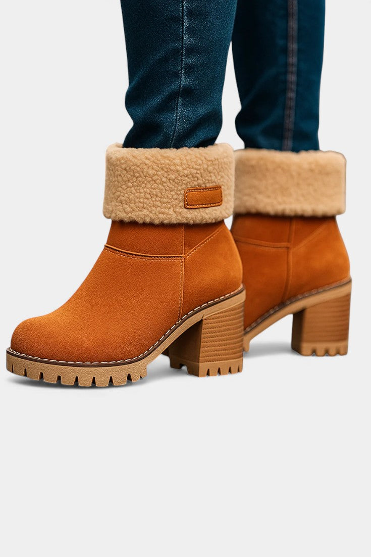Francesca Virginia Faux Fur Block Heel Ankle Boots