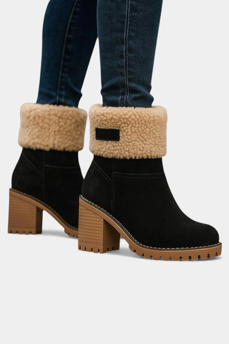Francesca Virginia Faux Fur Block Heel Ankle Boots