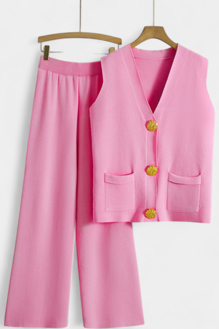 Maria Knit Vest with Wide-Leg Trousers
