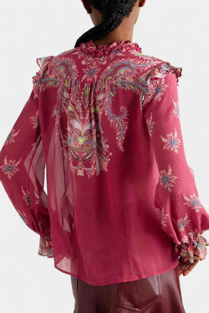 Bohemian Print Ruffled Chiffon Set by Ines