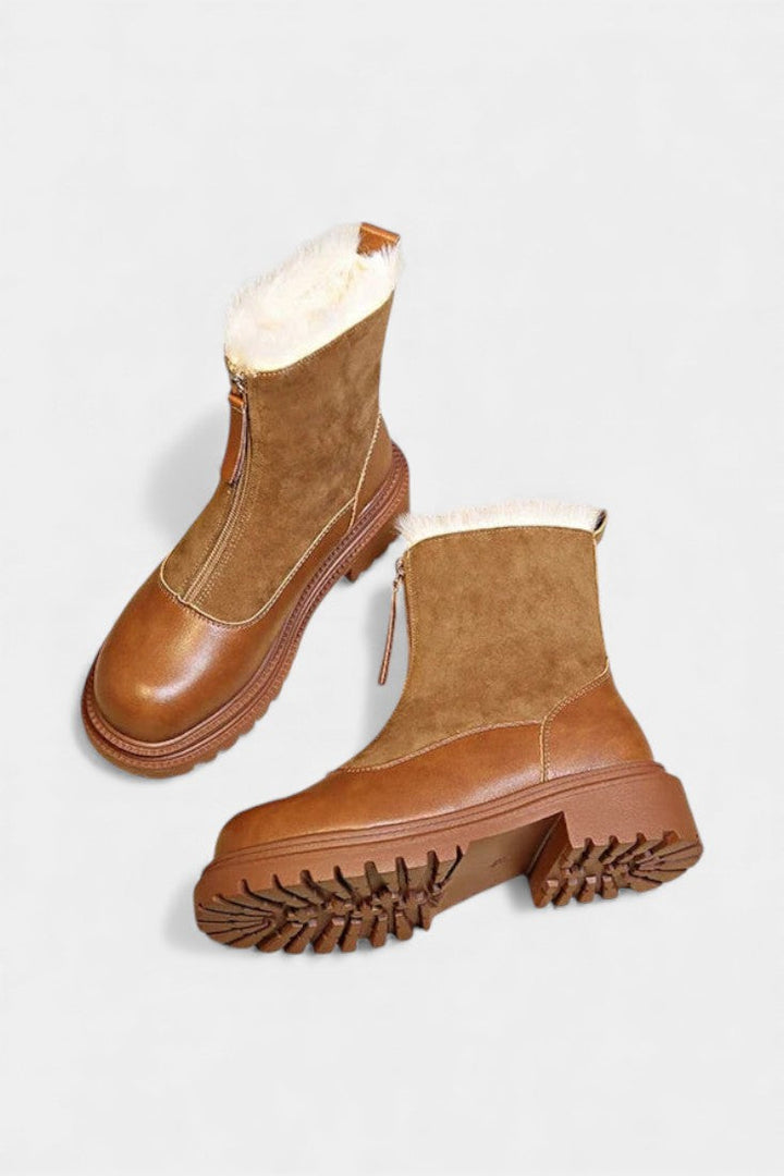 Candida Cleated Sole Boots with Faux Fur Trim