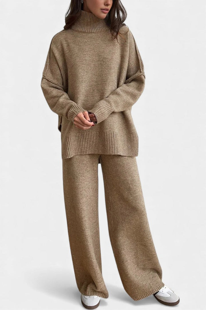 Eva Turtleneck Knit Set with Wide-Leg Pants
