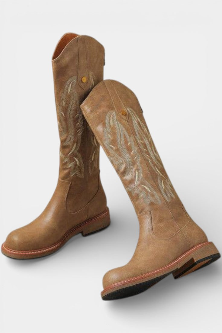 Teresa Long Embroidered Boots Featuring Back Zipper