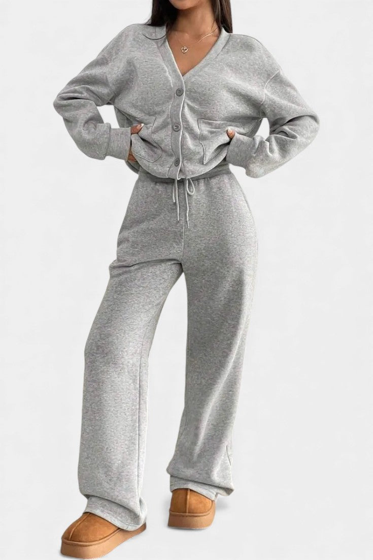 Emilia Relaxed Cardigan Jacket & Wide-Leg Pants Set
