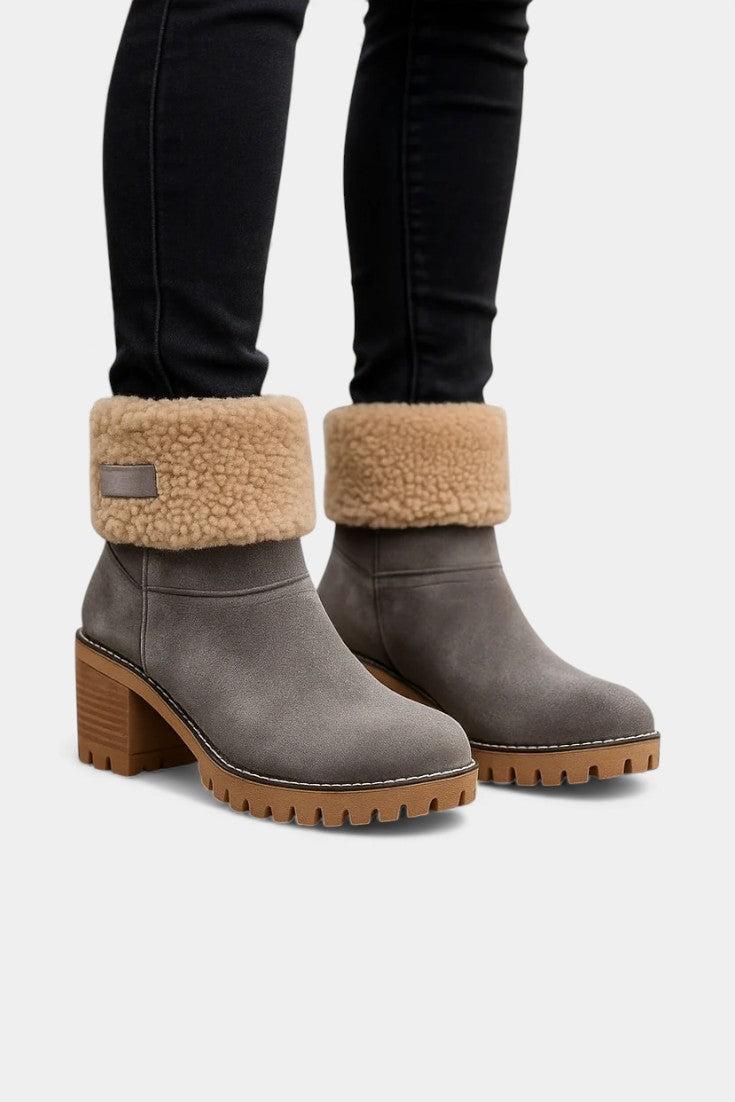 Francesca Virginia Faux Fur Block Heel Ankle Boots
