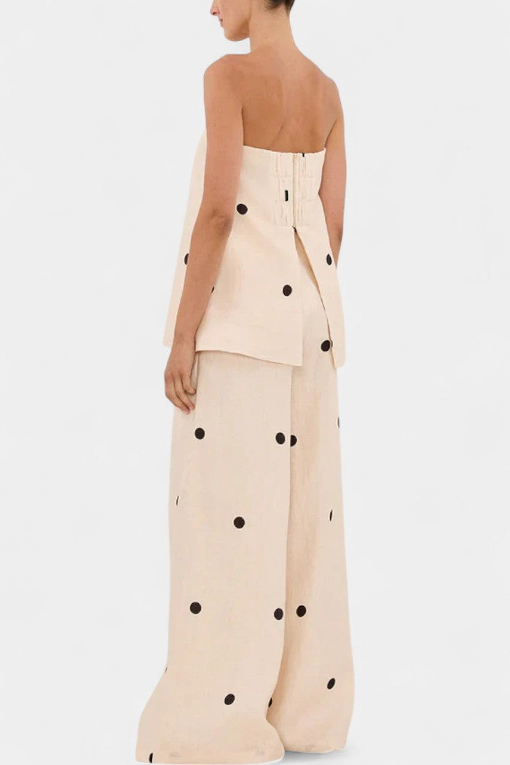 Ilenia Strapless High-Waisted Wide-Leg Two-Piece Set