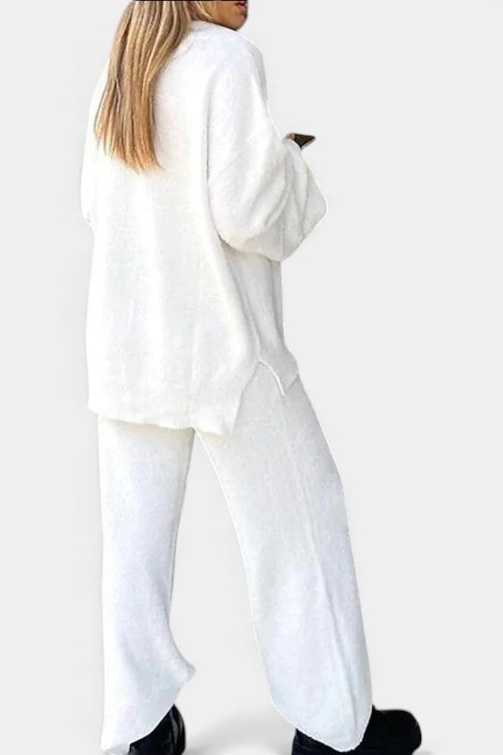 Felicia Cozy V-Neck Two-Piece Daily Outfit