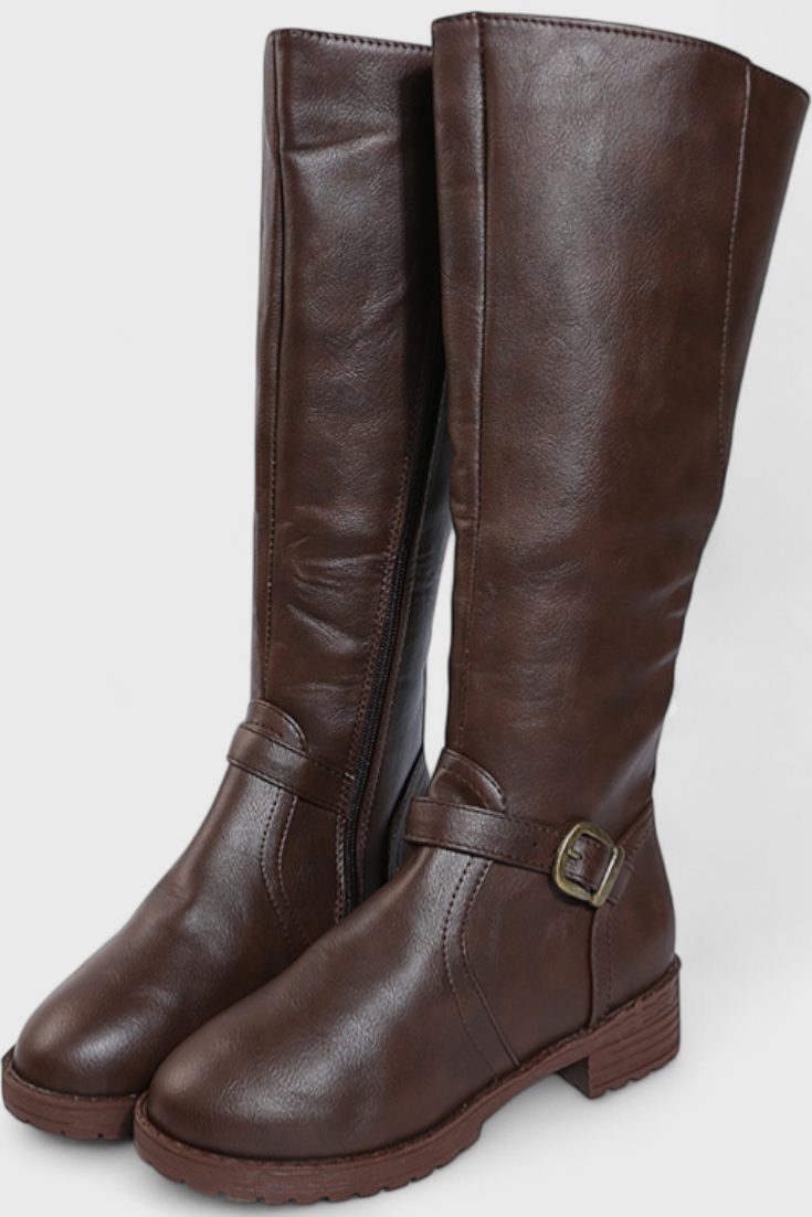Virginia Buckled High Boots with Zipper Closure