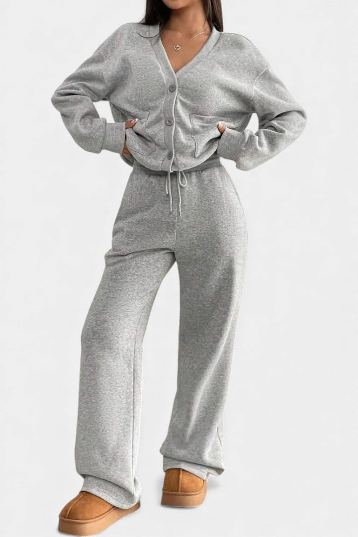 Emilia Cozy Cardigan Jacket & Wide-Leg Pants Set