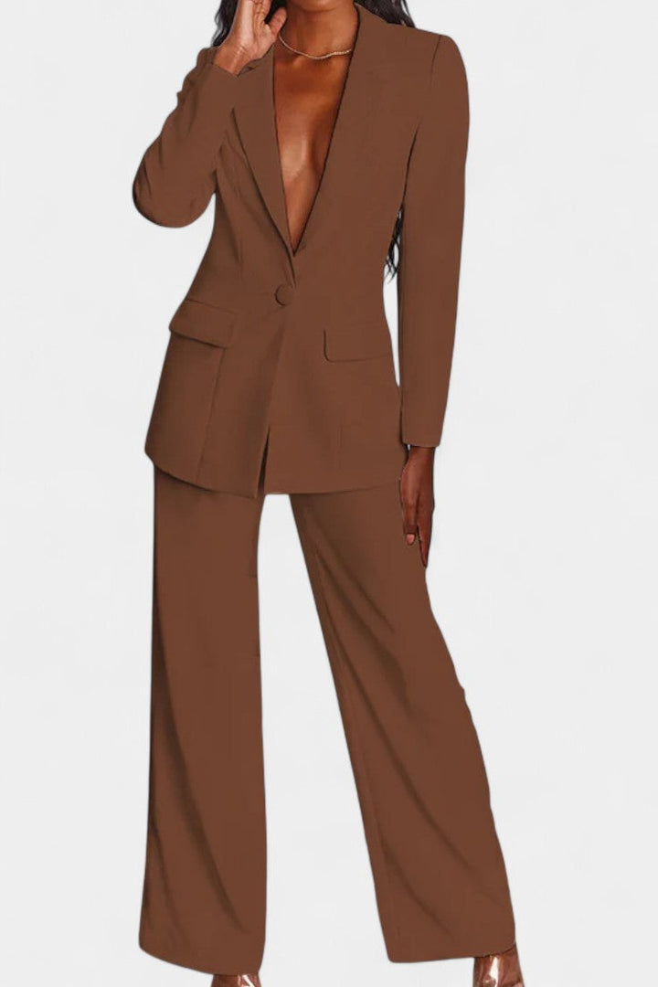 Agnesina Blazer and High-Waisted Pants Ensemble