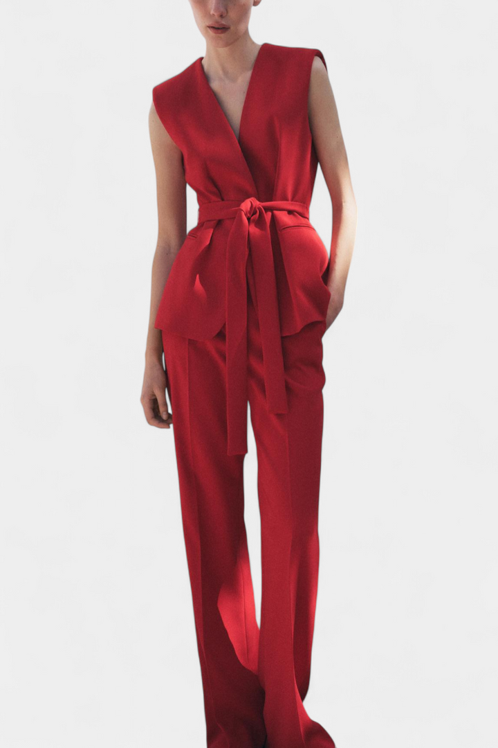 Patrizia Belted Gilet and Wide-Leg Pant Set