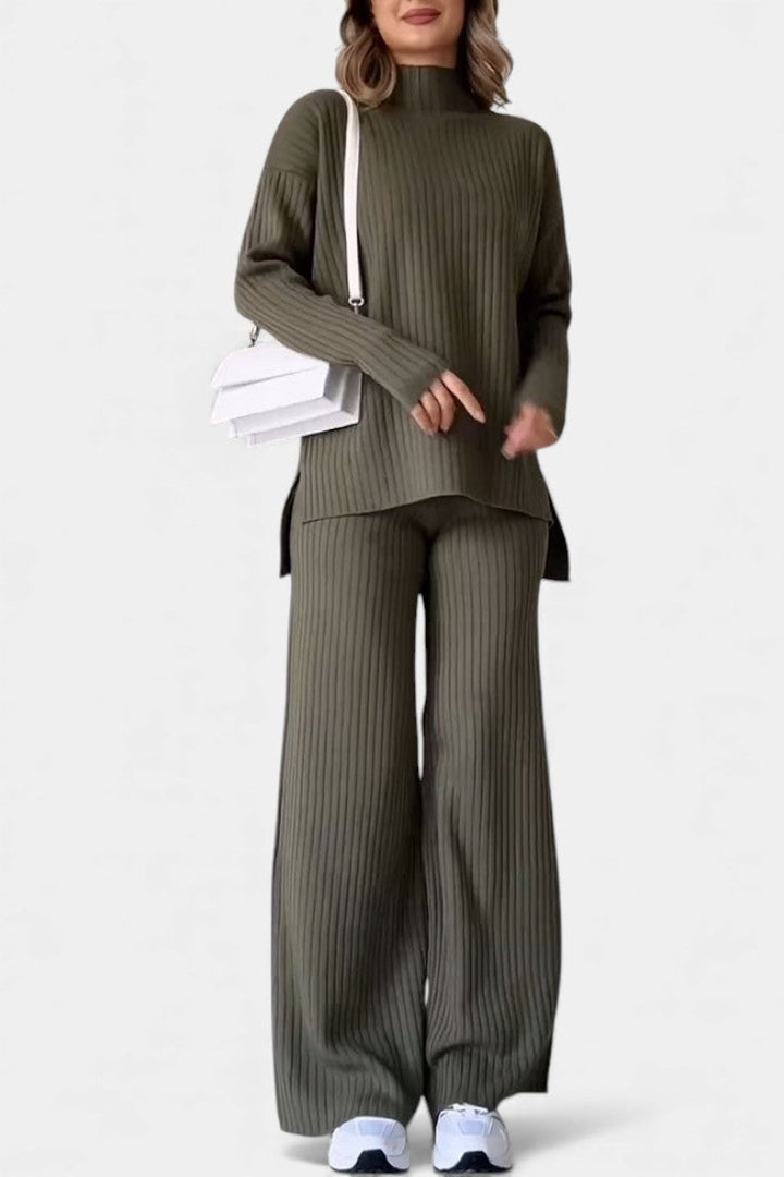 Concetta Stylish Casual Knit Set with Side Slit
