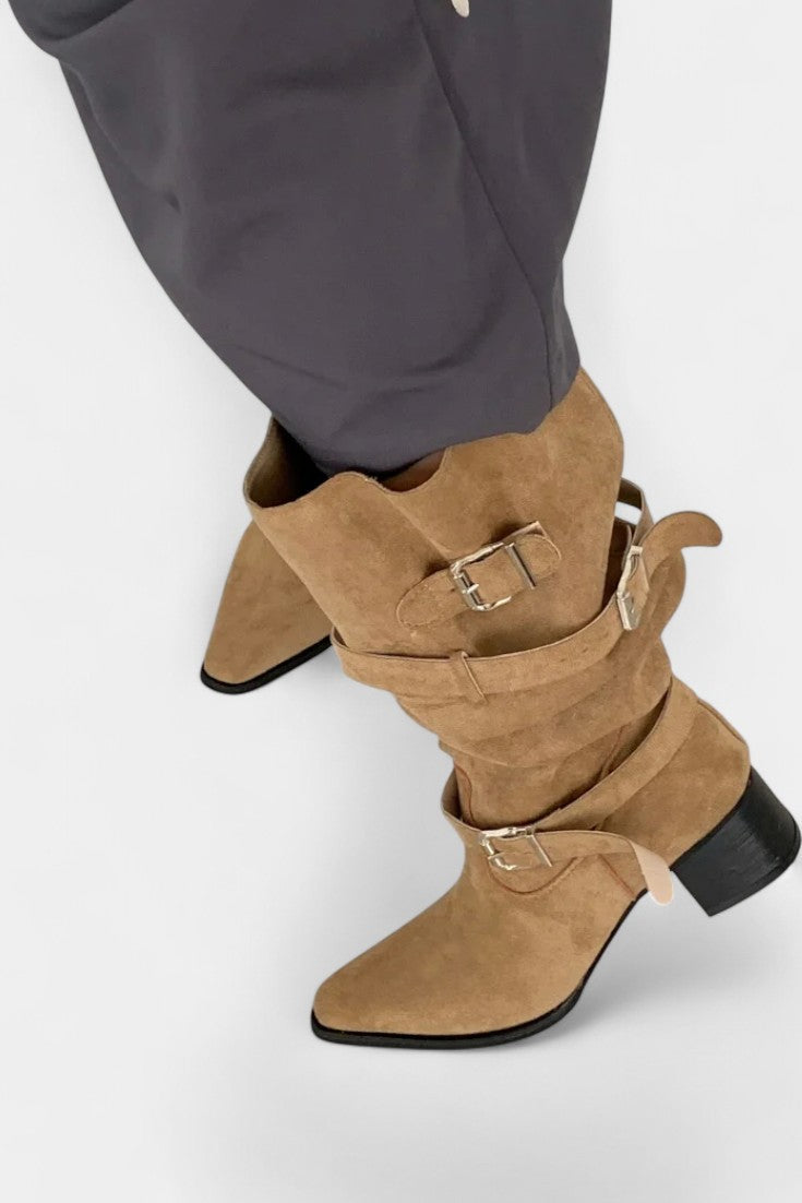 Elisa Pointed Toe High Boots with Modern Western Flair