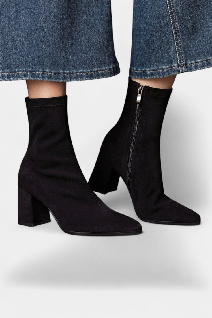 Felicia Pointed Toe Ankle Boots with Block Heel
