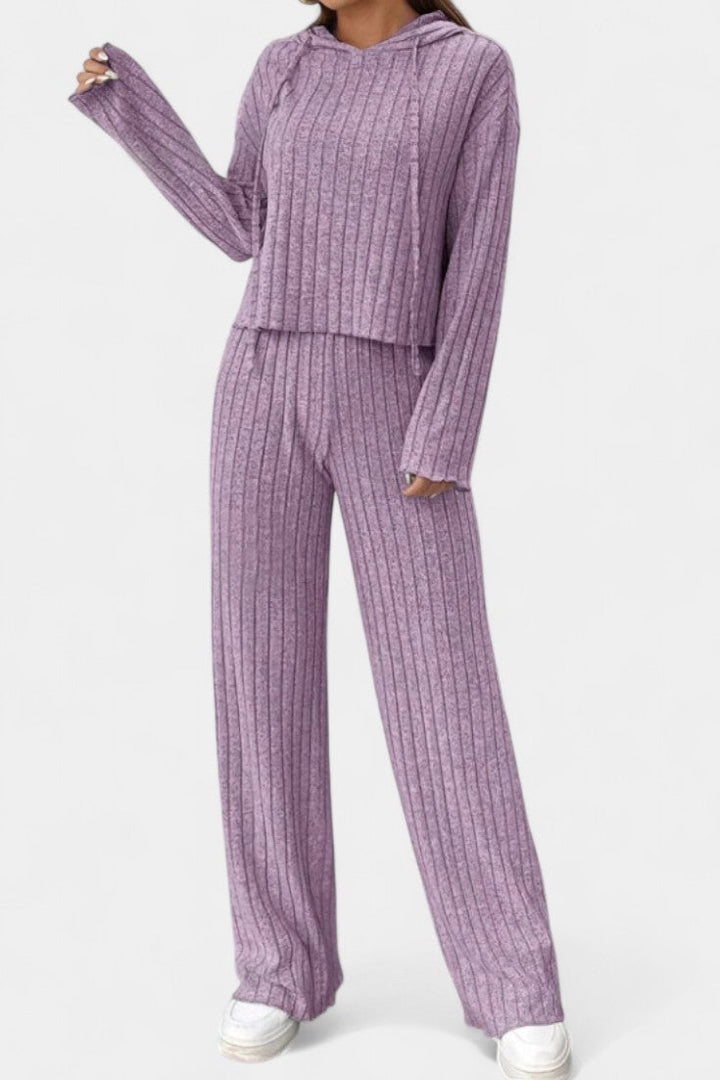Elisa Striped Knit Hoodie and Pants Set