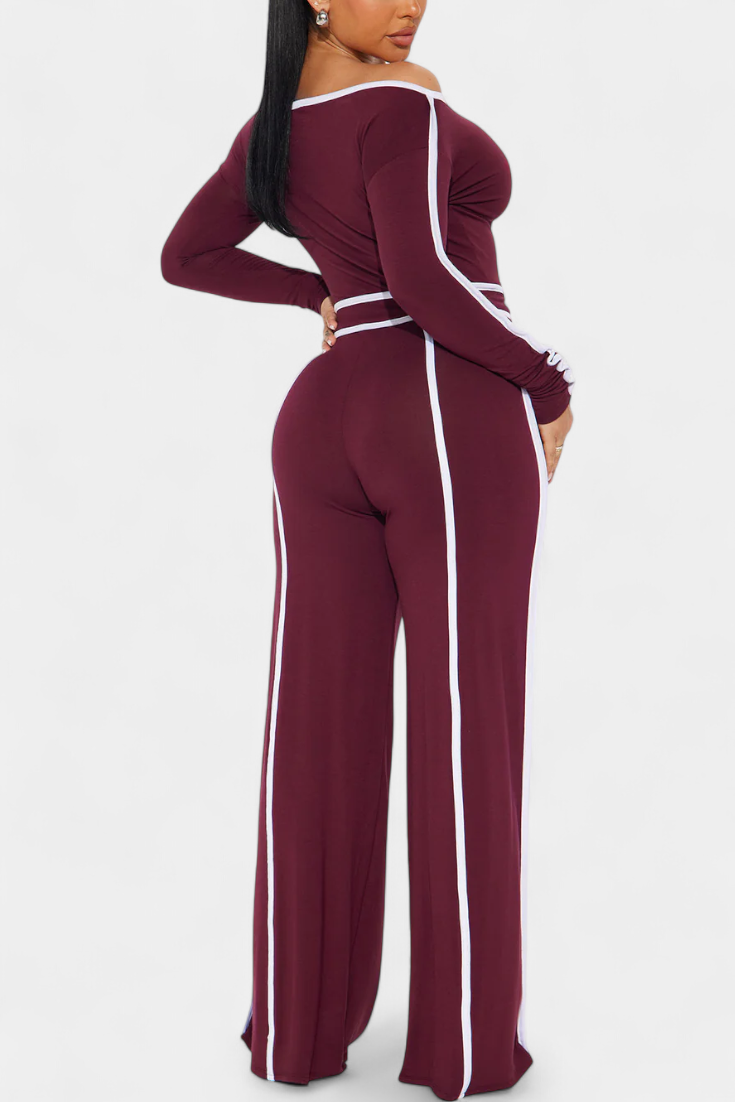 Margherita Off-Shoulder Set with Bold Striped Accents