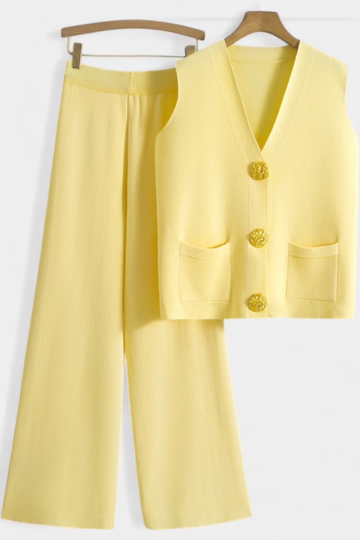 Maria Knit Vest with Wide-Leg Trousers