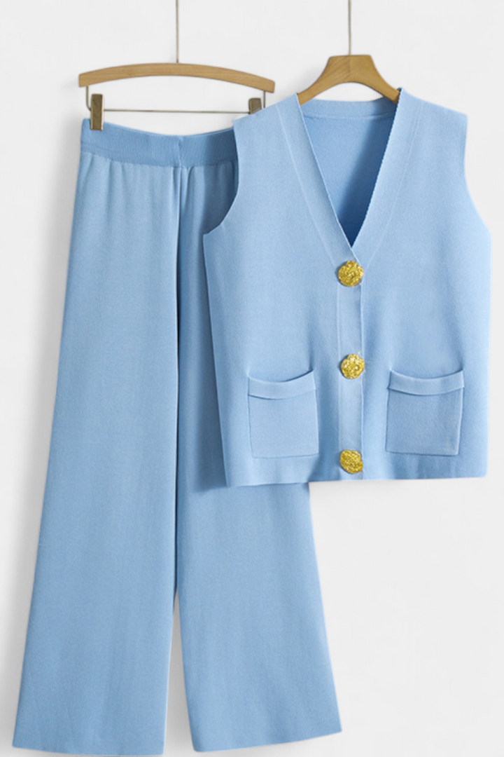 Maria Knit Vest with Wide-Leg Trousers