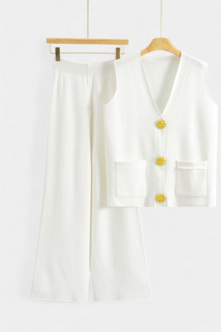 Maria Knit Vest with Wide-Leg Trousers