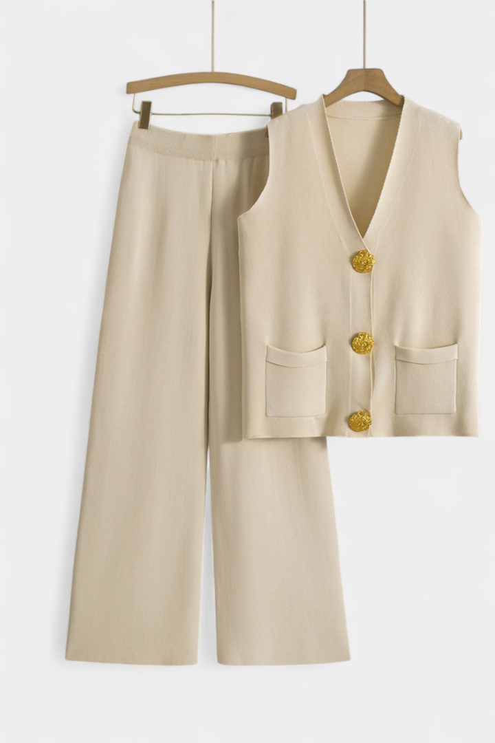 Maria Knit Vest with Wide-Leg Trousers