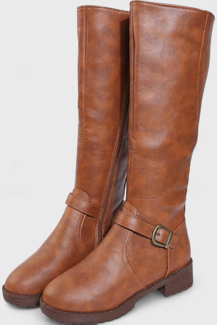 Virginia Buckled High Boots with Zipper Closure