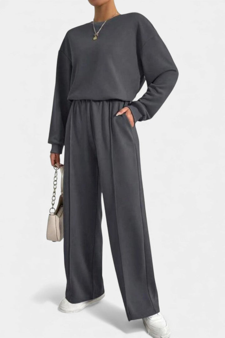 Dafne Relaxed Fit Sweatshirt & High-Waisted Trousers Set