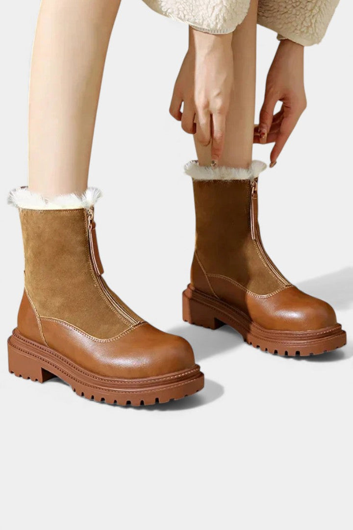 Candida Cleated Sole Boots with Faux Fur Trim