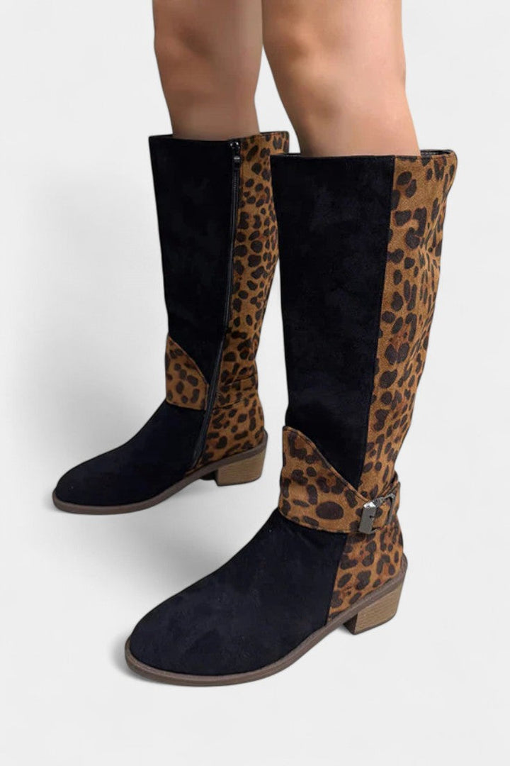 Flora Stylish and Cozy Leopard Print Boots