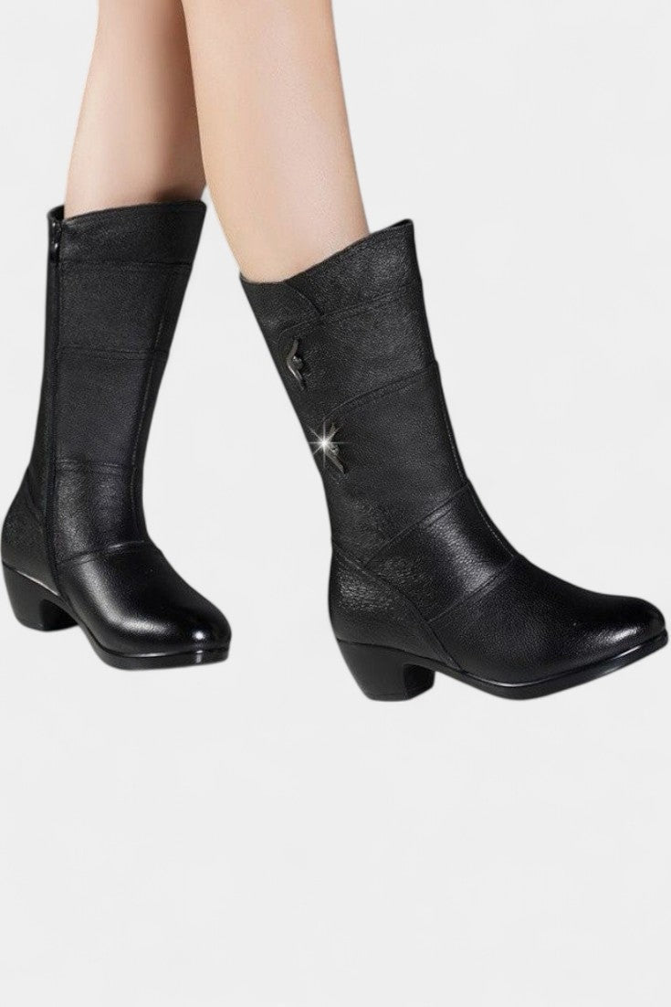 Claudia Ankle Boots Featuring Side Zipper and Cushioned Sole