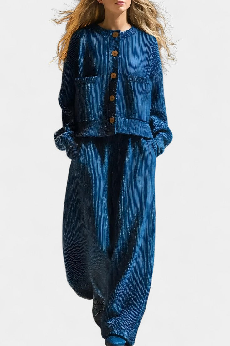 Clara Knit Cardigan & Wide-Leg Pants Ensemble