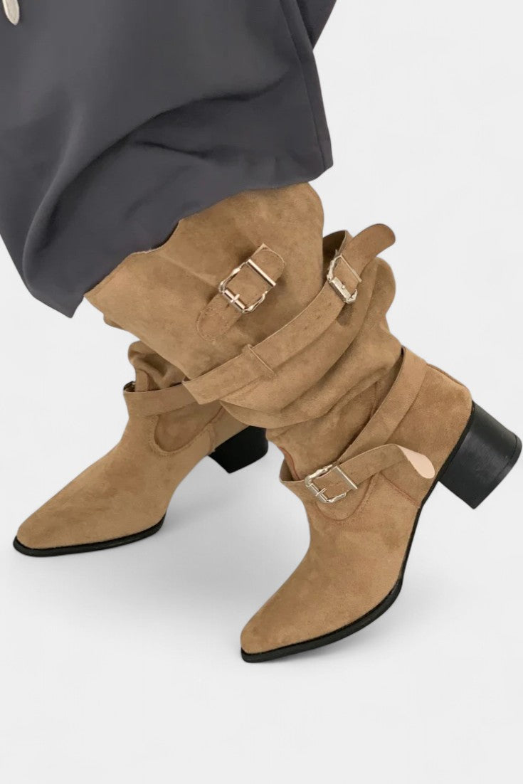 Elisa Pointed Toe High Boots with Modern Western Flair