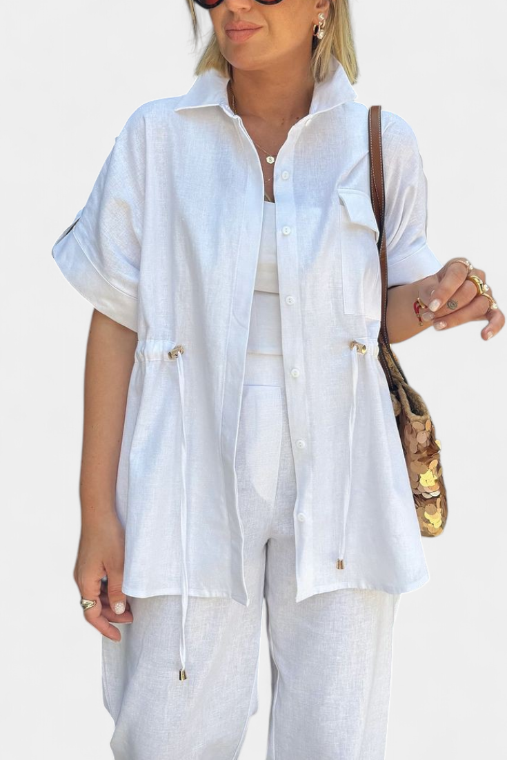 Marta Relaxed Fit Two-Piece Linen and Cotton Set